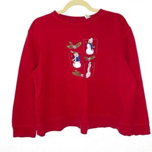 Vintage Snowman Christmas Sweatshirt size xLarge grandma core, cozy sweater